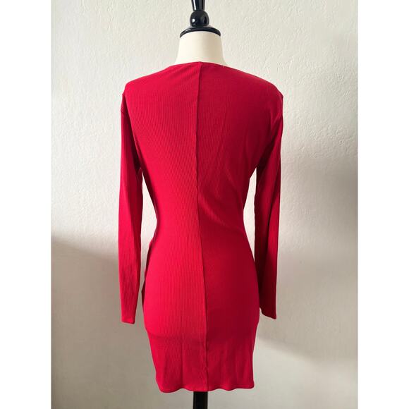 Reformation Red Callie Wrap Long Sleeve Dress Size XL - Picture 7 of 10